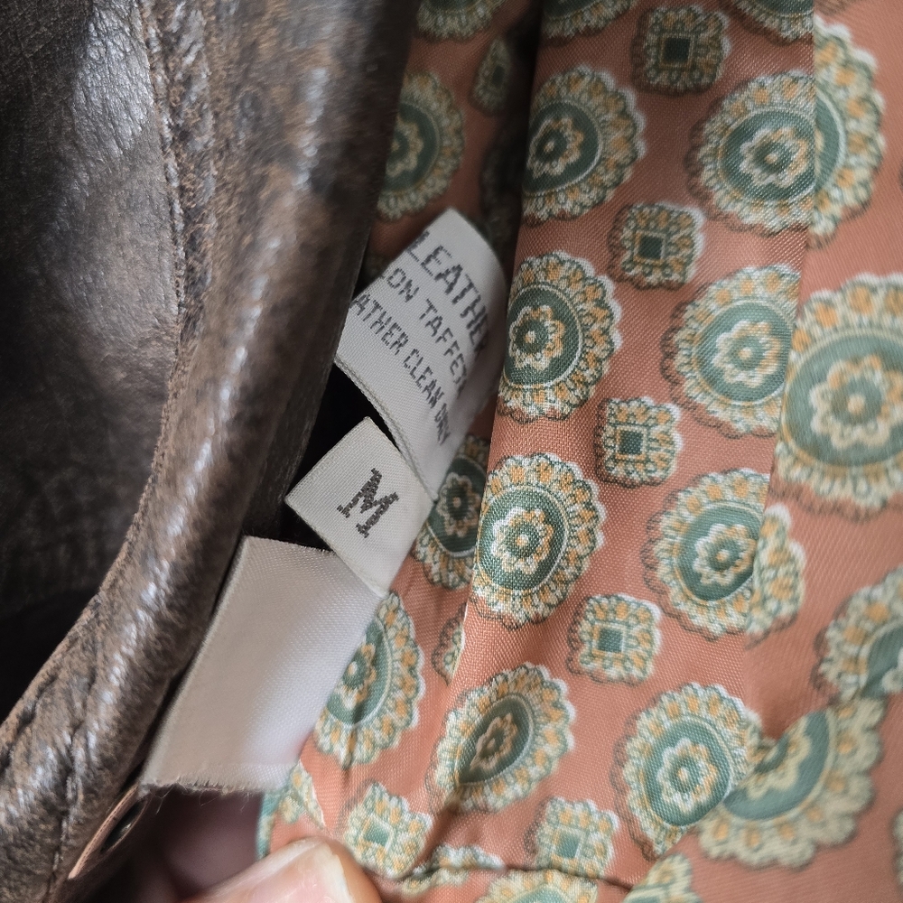 Winlit Vintage Leather Jacket Brown Cropped 80s Style Genuine Made in Korea M - Picture 17 of 17